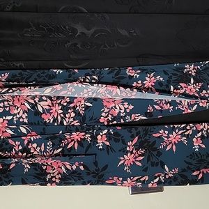 BAR II Floral Palazzo pants with side flaps and attached front tie belt.